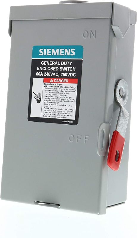 Photo 1 of Siemens GNF222RA 2P 60A 240V General Duty Safety Switch Outdoor, Non-Fusible,ANSI 61 Grey
