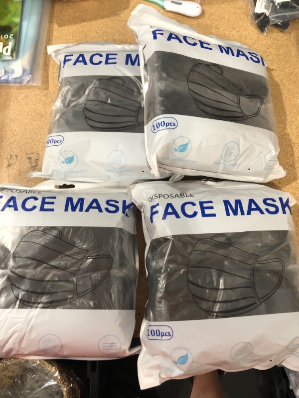 Photo 2 of 100Pcs Disposable Face Masks, Black Face Mask, 3 Ply Disposable Mask
4 X PACKS