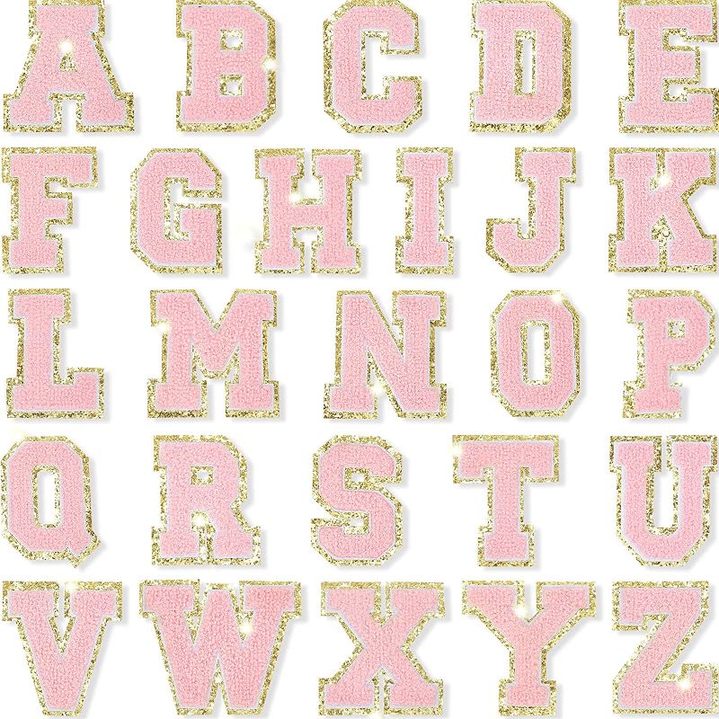 Photo 1 of 26 Pieces Chenille Letter Patches Iron On Letters Patch