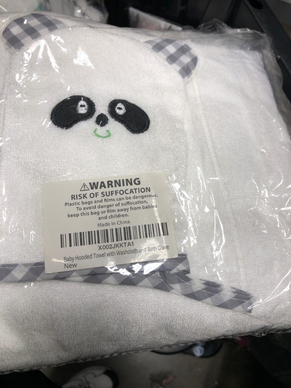 Photo 2 of Brooklyn Bamboo Baby Bath Towel Set in Panda Theme Style with Ears