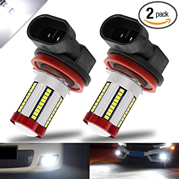 Photo 1 of BOODLIED H8 H9 H11 LED Fog Light Bulbs 66-EX 2016 SMD Chips with Lens Projector LED Lamp for Fog Lights or DRL.Xenon White.2-Pack.
