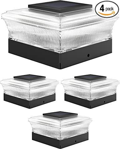 Photo 1 of Davinci Lighting Cubed Solar Outdoor Post Cap Lights - 4x4 5x5 6x6 - Bright LED Light for Fence Deck Garden or Patio Posts (4 Pack)
