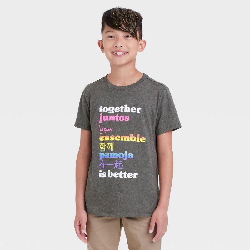 Photo 1 of Boy' 'Together I Better' Graphic Hort Leeve T-hirt - Cat & Jack™ Charcoal Gray 3 pack small 
