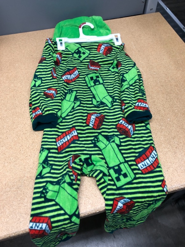 Photo 3 of Boys Minecraft Union Suit Blanket Sleeper Pajamas TNT Creeper (X-Small) Green
