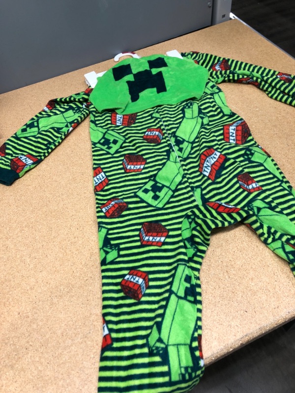 Photo 2 of Boys Minecraft Union Suit Blanket Sleeper Pajamas TNT Creeper (X-Small) Green
