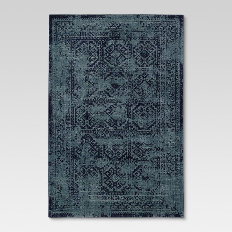 Photo 1 of 2'x3' Overdyed Accent Rug Turquoise - Threshold
