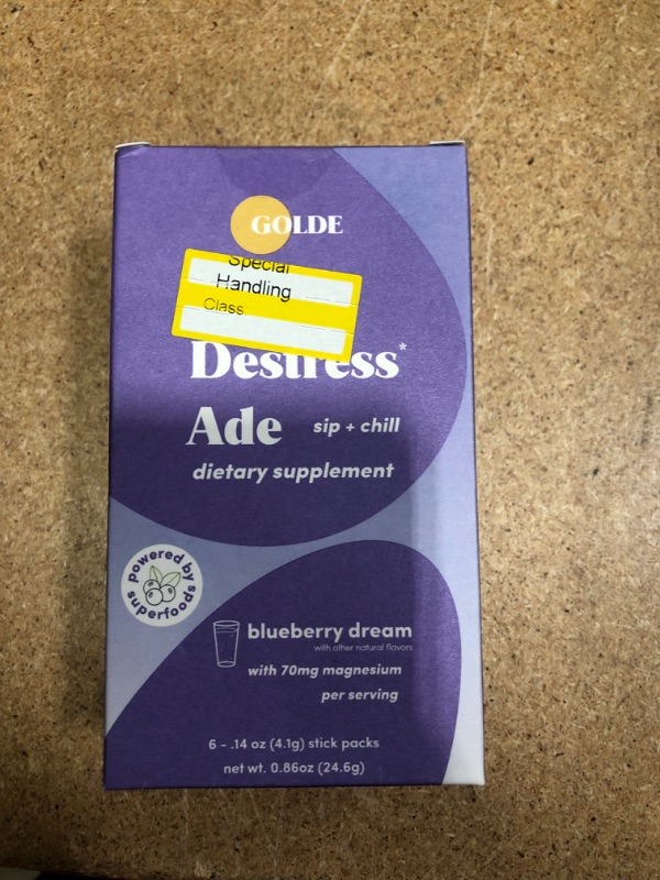Photo 2 of (EXP 06/2023) Golde Destress Ade Blueberry Dietary Supplement - 6ct

