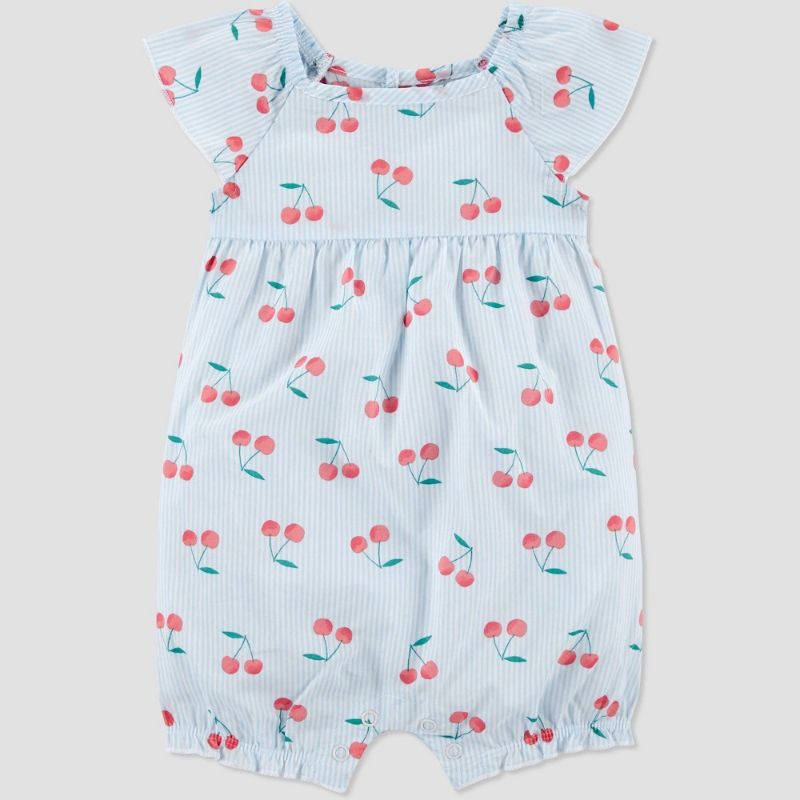 Photo 2 of Baby Girls' Cherries Romper 6M ,Girls' Floral Interlock Footed Pajama 9M -

