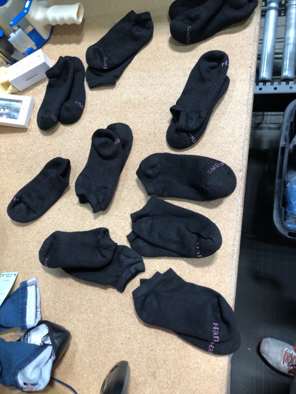 Photo 2 of (2 ITEM BUNDLE)Hanes Women's No Show Cushion Socks 10-Pack Black 5-9 (MISSING A SOCK) + Pair of Thieves Men's Super Soft Slim Fit Tank Undershirt, SIZE L