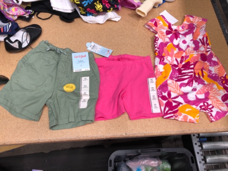 Photo 2 of 3 ITEMS)))) Carter's Just One You® Baby Girls' Abstract Tropical Floral Romper - Orange/Purple SIZE 9M + Toddler Girls' Bike Shorts - Cat & Jack SIZE 2T + Toddler Boys' Woven Pull-on Shorts 2T