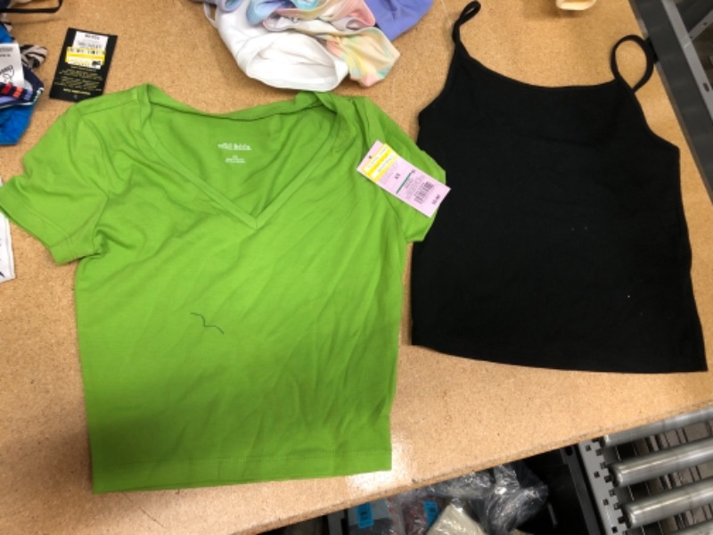 Photo 2 of 4 ITEMS)))) Women's Cami Tank Top - Wild Fable SIZE S + Women's Short Sleeve V-Neck Cropped T-Shirt - Wild Fable™ SIZE XS + Hanes Girls' Seamless Racerback Bra SIZE M + Faux Leather Braded Headband - A New Day™