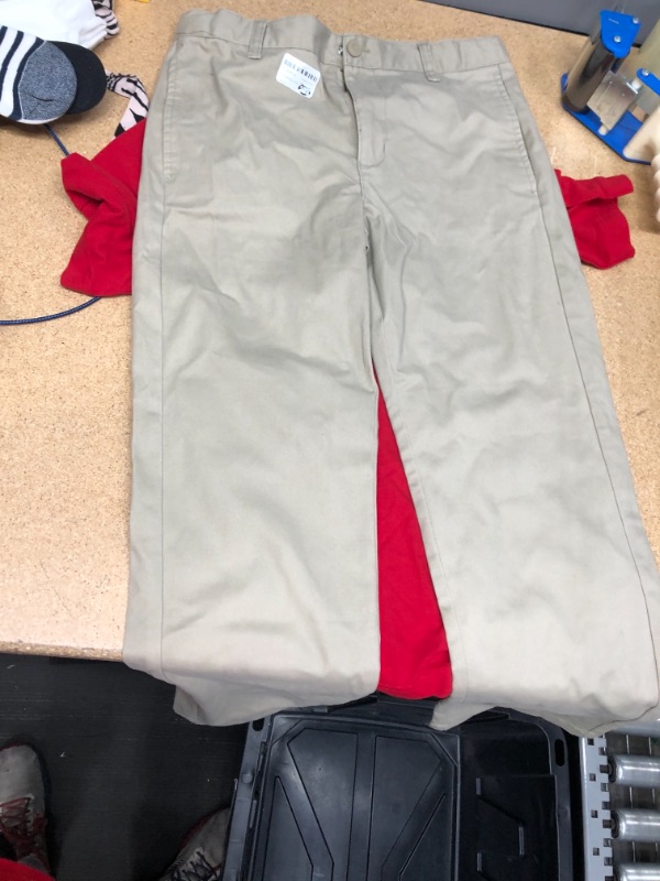 Photo 3 of Boys' Straight Fit Uniform Chino Pants - Cat & Jack™ Dark Khaki SIZE 14 + Boys' Short Seeve Stretch Pique Uniform  Shirt - Cat & Jack™ SIZE L (12/14)