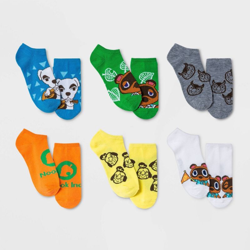 Photo 1 of 3 ITEMS))) 2 PACKS OF Kids' Nintendo Animal Crossing 6pk Socks (12 PAIRS TOTAL) - + Girls' 'Celebrate' Short Sleeve Graphic T-Shirt - Cat & Jack™ SIZE XS