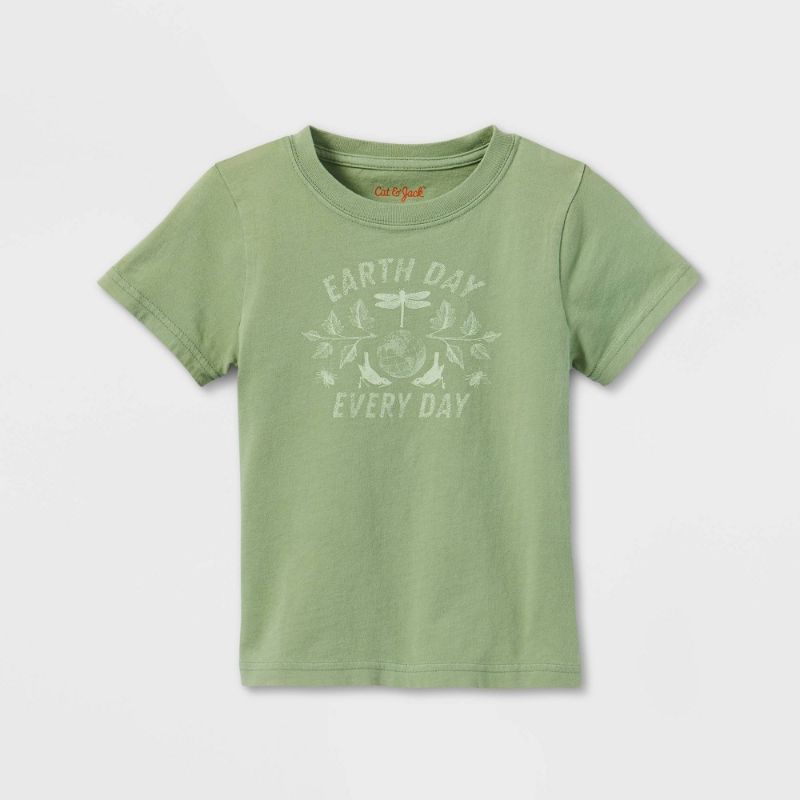 Photo 1 of 3 ITEMS ))) Toddler 'Earth Day Every Day' Short Sleeve Graphic T-Shirt - Cat & Jack™ SIZE 3T + 2 PAIRS TODDLER PAJAMA PANTS SIZE 2 T