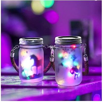 Photo 1 of 2 Pack Hanging Solar Lantern Decorative Outdoor Water Resistant Fairy Edelweiss Santa Lights with Jar Spirit for Garden, Christmas Gift (Colorful)
