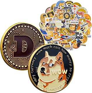 Photo 1 of Dogecoin + 50PCS Cartoon Stickers Commemorative Doge Coin Collectible Coin 