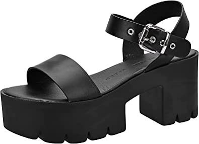 Photo 1 of READYSALTED Women's Cleated Chunky Platform Sandals in Open Toe Ankle Strap Block Heel(JAFFA) 9