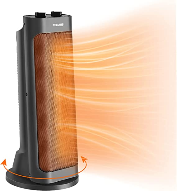 Photo 1 of PELONIS PTH15A2BGB 1500W Fast Heating Space Heater, Programmable Thermostat, Easy Control, Widespread Oscillation, Over Heating & Tip-over Switch Protection, 7.72 x 7.72 x 17.76 Inches, Gray , Grey
