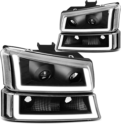 Photo 1 of ***PARTS ONLY*** DWVO Projector Headlight Assembly Compatible with 2003 2004 2005 2006 Chevy Avalanche Silverado 1500 2500 3500/2007 Chevrolet Silverado Classic Pickup Headlamp
