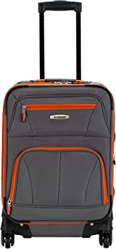 Photo 1 of Rockland Pasadena Softside Spinner Wheel Luggage, Charcoal, Carry-On 20-Inch
