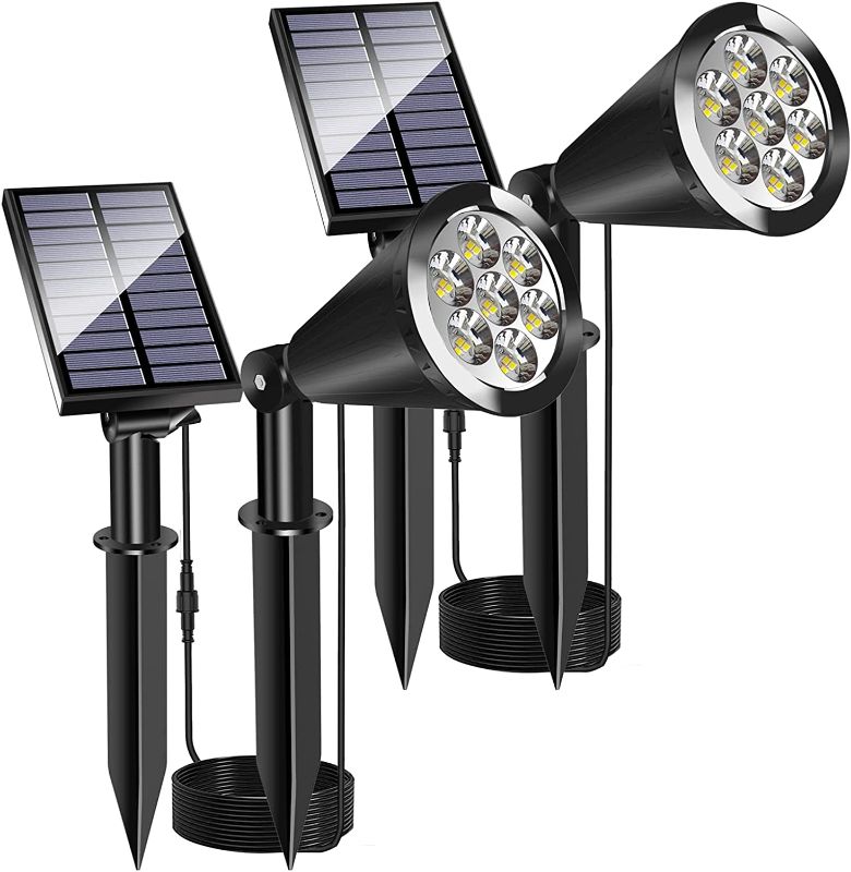 Photo 1 of  Solar Spotlight with Separate Panel, Waterproof Outdoor Solar Spot Lights LED Landscape Lights Dusk to Dawn, 2-in-1 Solar Powered Accent Lights for Garden Porch Walkway Patio (2 Pack)
