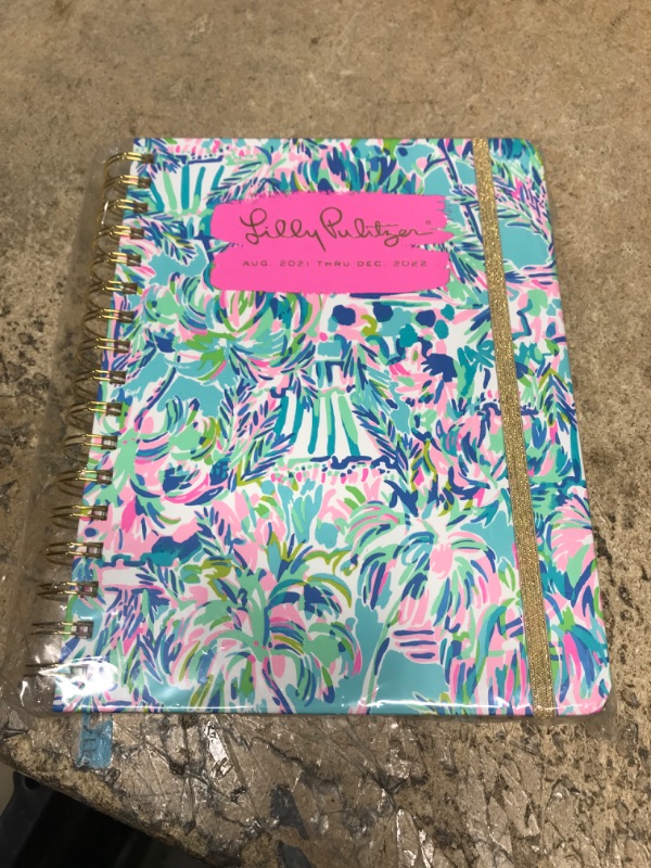 Photo 2 of Lilly Pulitzer Large 2021-2022 Planner Daily Weekly Monthly, Hardcover Agenda Dated Aug 2021 - Dec 2022, 17 Month Calendar with Notes Pages, Stickers, Pocket, & Laminated Dividers, Cabana Cocktail