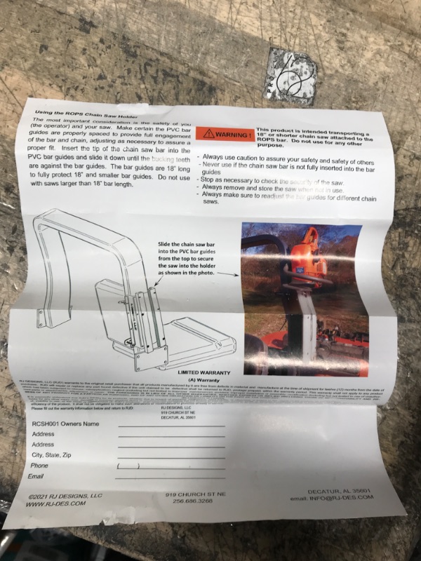 Photo 1 of MAXXTUFF Tractor ROPS Chainsaw Holder
