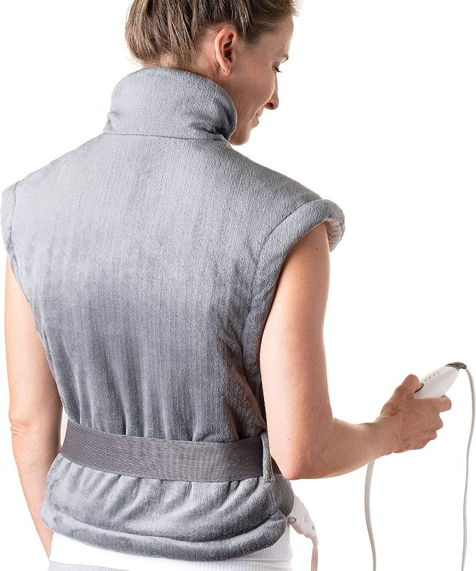 Photo 1 of Pure Enrichment® PureRelief® XL Extra-Long Back & Neck Heating Pad, Safe Heat Therapy for Sore Muscles, Pain, & Cramps in Neck, Back, & Shoulders, 4 Heat Settings w/Auto Shut-Off, Soft Fabric (Gray)