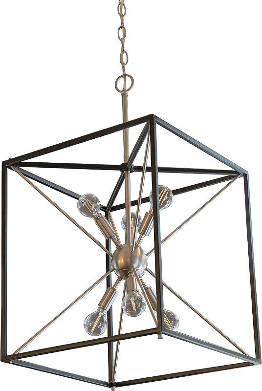 Photo 1 of **DAMAGED** MISSING PARTS* Decor Therapy CH1885 Sadler 6 Light Pendant, Steel/Glass
