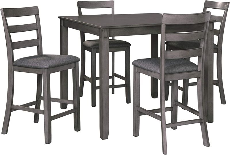 Photo 1 of *** PARTS ONLY INCOMPLETE**8WOOD-MISSING 1 SEAT CUSHIOM**
Signature Design by Ashley Bridson 5 Piece Counter Height Dining Room Set, Includes Table & 4 Bar Stools, Gray
