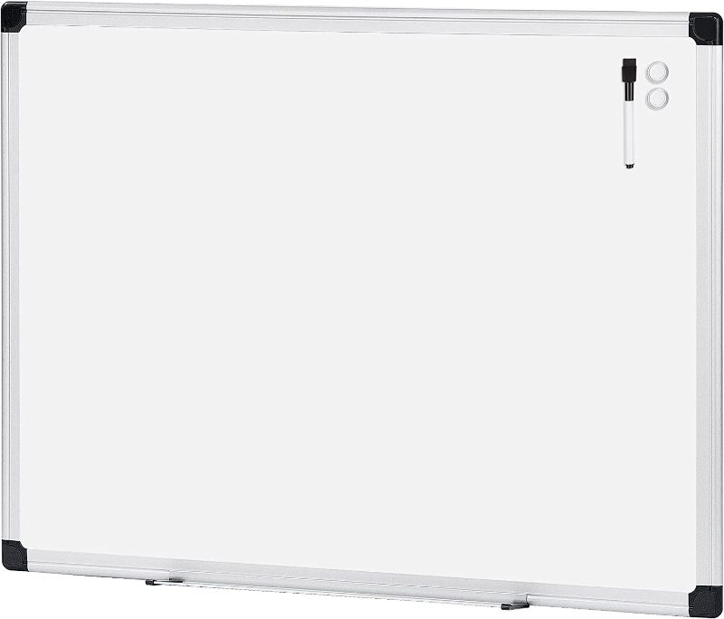 Photo 1 of **SUPER SMASHED-DENTED**
Amazon Basics Magnetic Dry Erase White Board, 35 x 47-Inch Whiteboard - Silver Aluminum Frame
