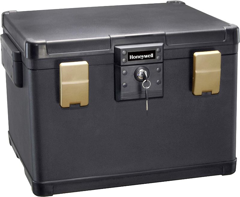 Photo 1 of **left lock is broken**missing key**
Lewis Hyman 1112 Honeywell Safe Box, Black
