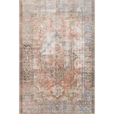 Photo 1 of **used - needs cleaning** 
 Rugs Loren 8'4" X 11'6" Printed Polyester Rug in Terracotta and Blue
