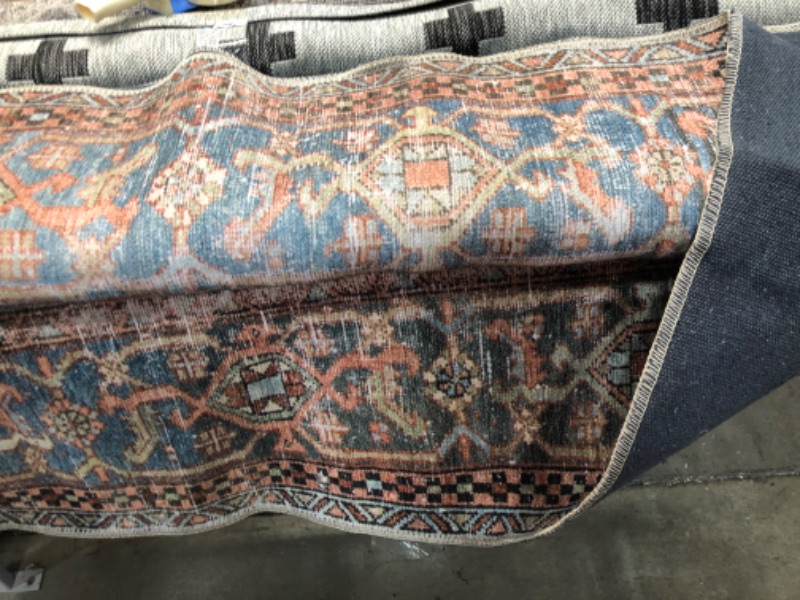 Photo 2 of **used - needs cleaning** 
 Rugs Loren 8'4" X 11'6" Printed Polyester Rug in Terracotta and Blue
