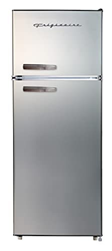 Photo 1 of **MINOR DENTS**
Frigidaire EFR753-PLATINUM EFR753, 2 Door Apartment Size Refrigerator with Freezer, Retro Chrome Handle, Cu Ft, Platinum Series, Stainless Steel, 7.5,
