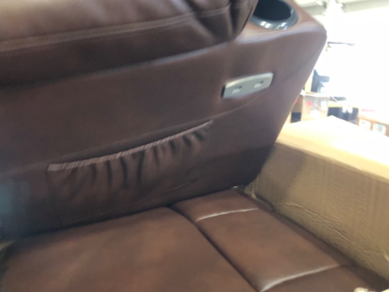 Photo 2 of **MISSING PARTS**
YITAHOME Electric Power Lift Recliner Chair for Elderly, Faux Leather Recliner Chair with Massage and Heat, Spacious Seat, USB Ports, Cup Holders, Side Pockets, Remote Control ?Dark Brown?
