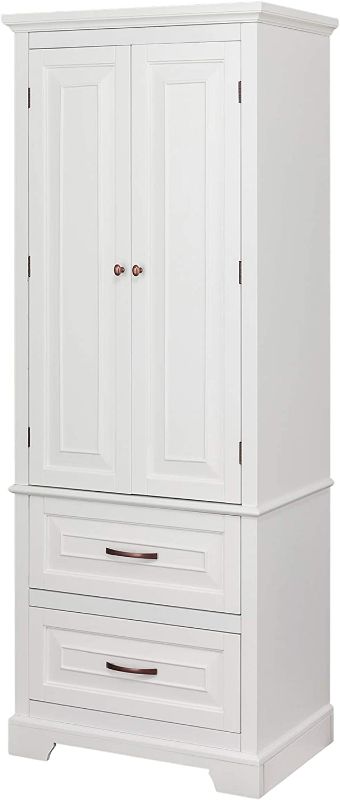 Photo 1 of **MISSING HARDWARE**Teamson Home St. James Bathroom Storage Freestanding Floor Linen Cabinet, White
