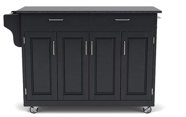 Photo 1 of **BOX 2 OF 2** NEEDS BOX 1 
Create-a-Cart Black Kitchen Cart with Black Granite Top
