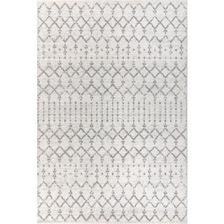 Photo 1 of **USED-NEEDS CEANING**
JONATHAN Y Moroccan Hype Boho Vintage Diamond Rug, White, 8X10 Ft
