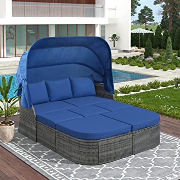 Photo 1 of *Incomplete Set*
Box 1 of 3
Merax Outdoor Patio Rattan Daybed Sunbed with Retractable Canopy, Sectional Conversation Sofa Set for Backyard and Porch, Blue(New)
