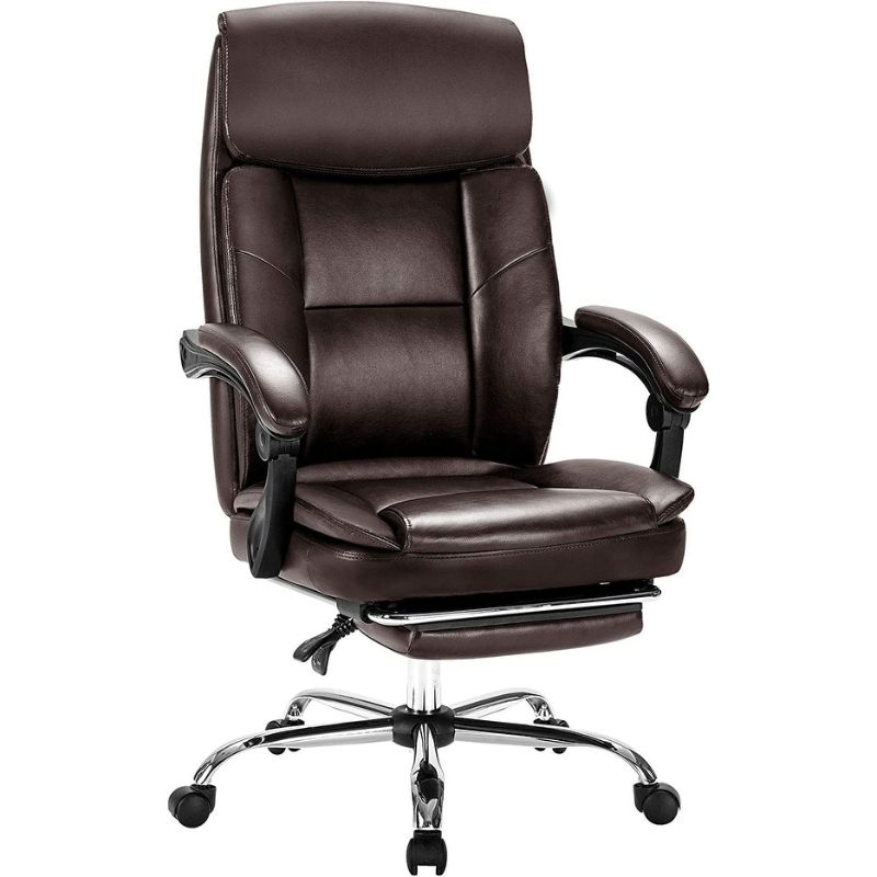 Photo 1 of COLAMY Executive Office Chair With Footrest - Brown
