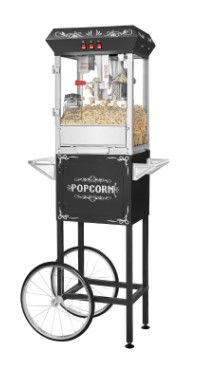 Photo 1 of **OPENED TO VERIFY PARTS**
Great Northern Popcorn 83-DT5630 6096 Black Foundation 8oz Full Popcorn Popper Machine with Cart - 8 oz
