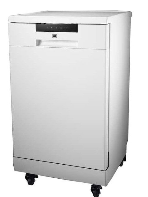 Photo 1 of **DENTED**UNSTEADY**
18 in. White Electronic Portable 120-volt Dishwasher with 3-Cycles with 8 Place Settings Capacity
