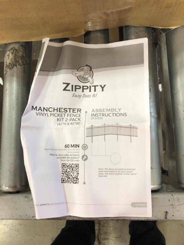 Photo 1 of 2-PACK
zippity manchester vinyl picket fence kit- 42hx92w
