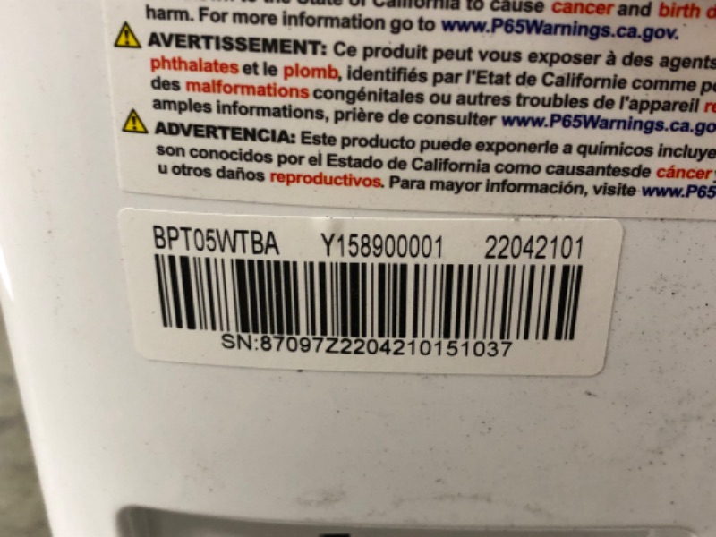 Photo 5 of **USED-DAMAGED**
BLACK+DECKER BPT05WTBA Portable Air Conditioner 5 000 BTU SACC/CEC (8 500 BTU ASHRAE) White
