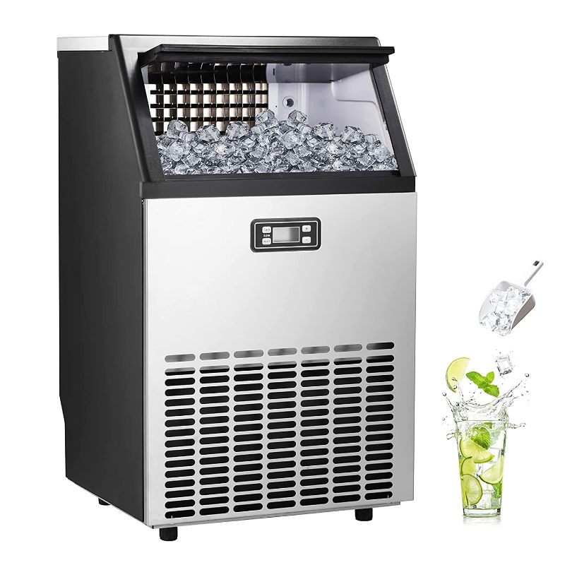 Photo 1 of Electactic Ice Maker, Commercial Ice Machine,100Lbs/Day, Stainless Steel Ice Machine with 48 Lbs Capacity, Ideal for Restaurant, Bars, Home and Offices, Includes Scoop
