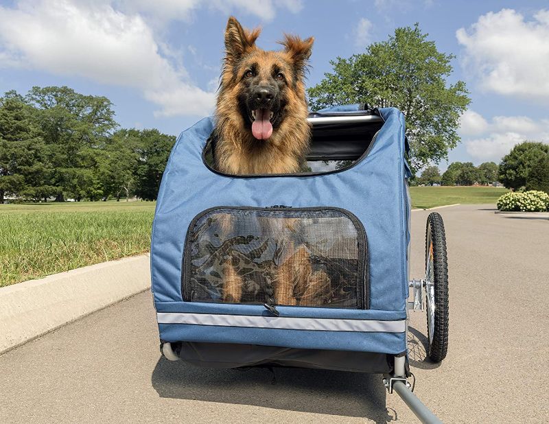 Photo 1 of **USED**
PetSafe Happy Ride Aluminum Dog Bicycle Trailer - Supports up to 110 lbs - Easy to Connect and Disconnect to Bikes - Includes Three Storage Pouches and Safety Tether - Collapsible to Store - Large
