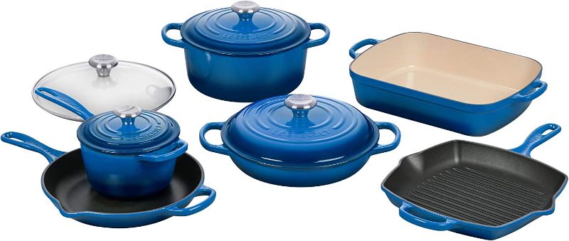 Photo 1 of **1 pc is damaged- view photos**
Le Creuset Signature Enameled Cast-Iron Cookware Set, 10-Piece, Marseille
