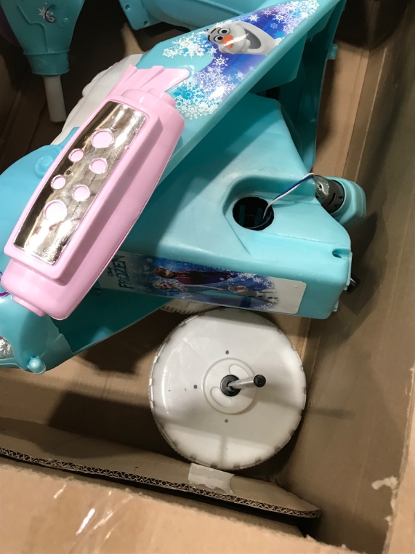 Photo 1 of **used-minor damage****
Kid Trax Disney Frozen Kids Scooter Ride On Toy, 6 Volt, Kids 3-5 Years Old, Max Weight 55 lbs, Single Rider, Battery and Charger Included, Blue
