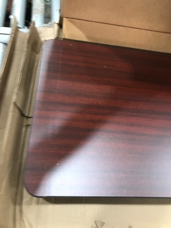 Photo 4 of *MINOR WOOD DAMAGE**
Premium Wood Laminate Folding Table, Rectangular, 60w X 18d X 29h, Mahogany
